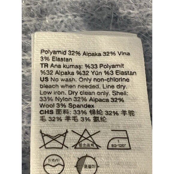 Los Angeles Atelier Women Alpaca Wool Blue Sweater Long Sleeve Mock Neck Sz L - Picture 7 of 8